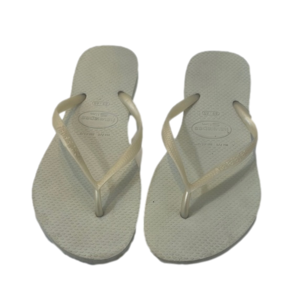 Havaianas White Flip Flops Iridescent Straps